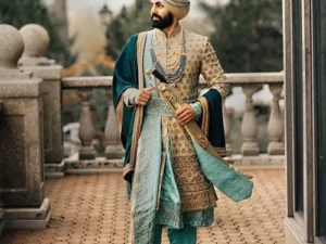 Velvet Sherwani With Embroidery